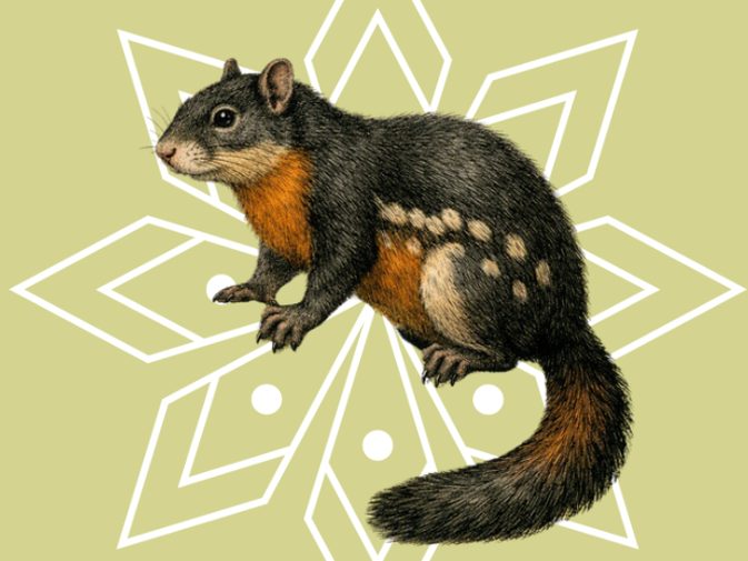 Ilustración de Ardilla de vientre rojo (Sciurus aureogaster)